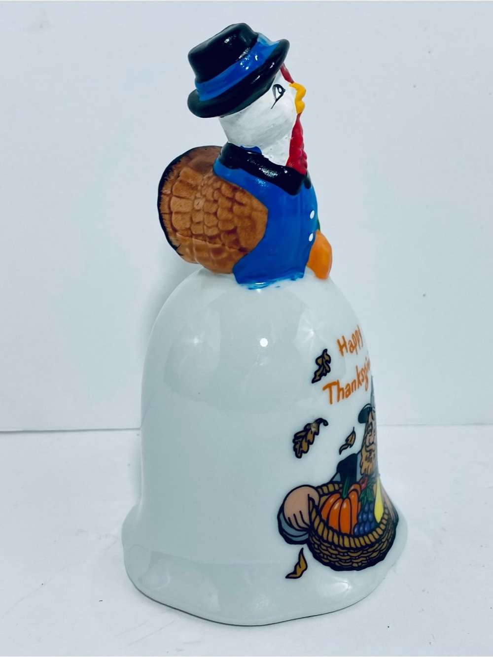 Thanksgiving Turkey Porcelain Handbell Pumpkin Clapper K's Collection NWT - Picture 8 of 12